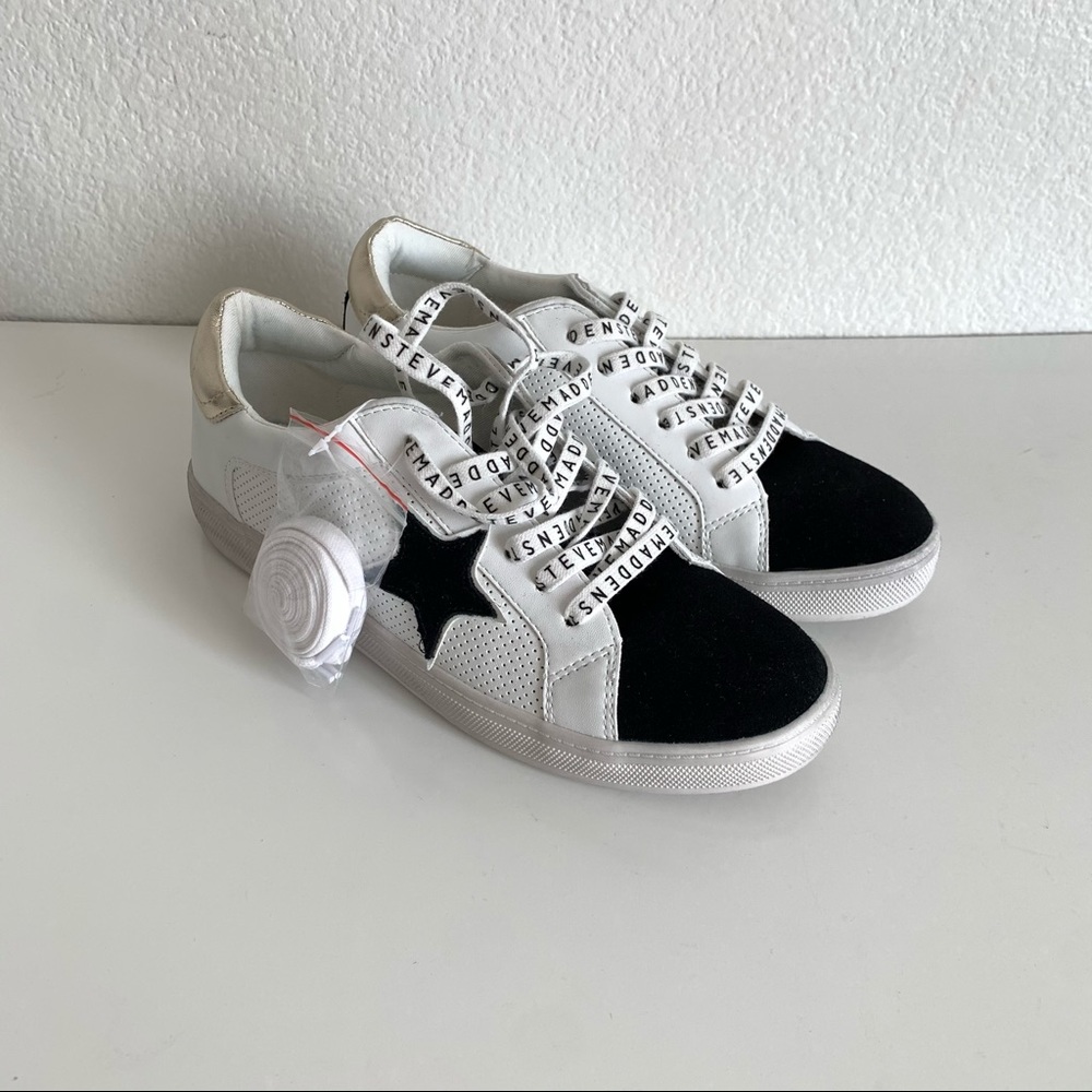 Steve Madden Philip Star Sneaker Black and White